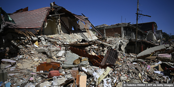 View of rubble in El Junquito, Venezuela